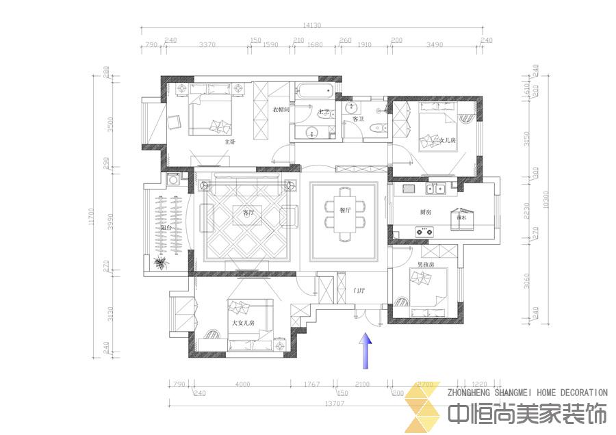 西安,西安家裝,西安家裝設(shè)計(jì),西安小戶型設(shè)計(jì)公司,裝修案例龍湖花千樹(shù)效果圖